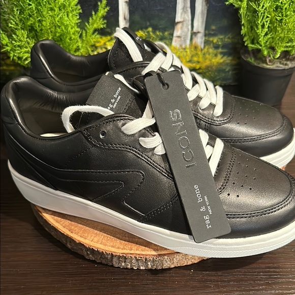 Rag & Bone Black Leather Sneakers - Picture 3 of 12